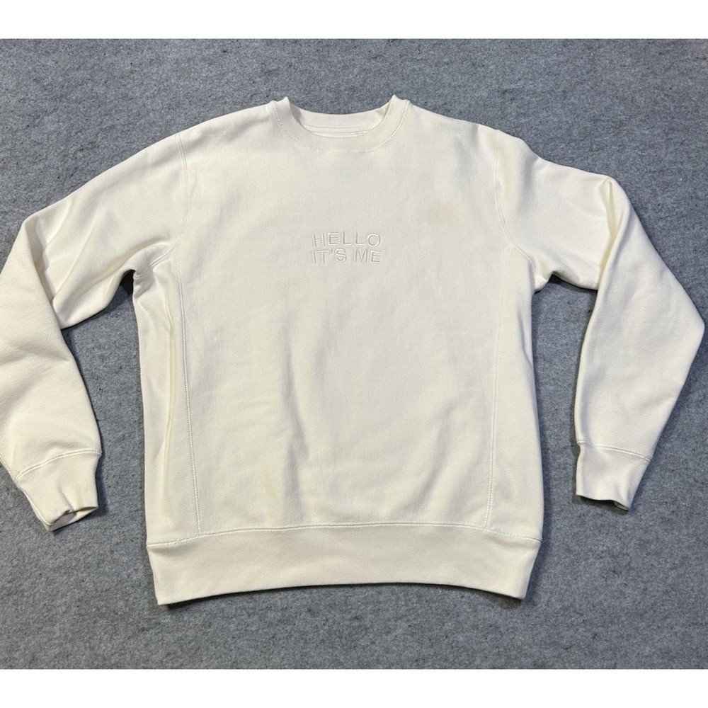 Weekends With Adele Sweatshirt S Small Cream Embroidered Hello Its Me Pullover